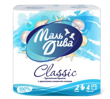 Туалетная бумага «МАЛЬ ДИВА CLASSIC» с ароматом свежести океана